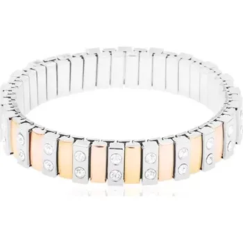 Náramek Náramek z oceli 316L, úzké články zlaté, měděné a stříbrné barvy, čiré zirkony