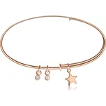 Stříbrný 925 navlékací náramek měděné barvy - hvězdička a dva čiré zirkony