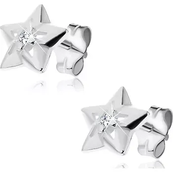 Náušnice Stříbrné náušnice 925 - hvězdička s výřezy a se zirkonem