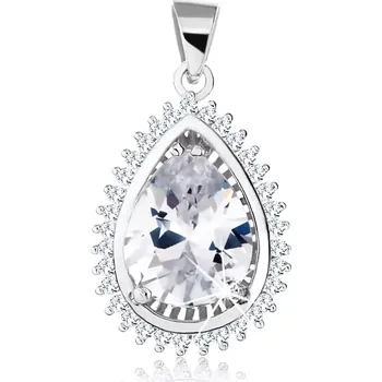 Přívěsek Stříbrný 925 rhodiovaný přívěsek, broušený čirý zirkon v podobě slzy