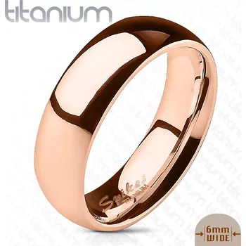 Prsten Hladká obroučka z titanu v barvě růžového zlata, lesklý povrch, 6 mm - Velikost: 67