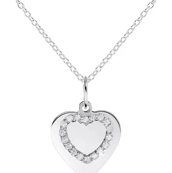 Náhrdelník Stříbrný náhrdelník 925, ploché srdíčko a kontura srdce se zirkony