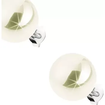 Náušnice Stříbrné náušnice 925, kulička v krémovém odstínu, perleťový lesk, 12 mm
