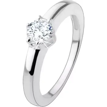 Prsten Zásnubní prsten ze stříbra 925 s kulatým broušeným zirkonem - Velikost: 53