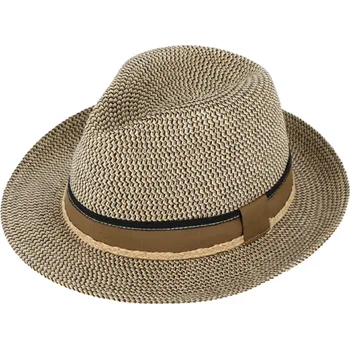 Klobouk Fiebig - Headwear since 1903 Letní béžový fedora klobouk od Fiebig - Traveller Toyo Melange Velikost: 55 cm (S)