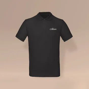 Polo tričko s výšivkou JMÉNA, pro muže Barva: Černá, Velikost: L, Barva výšivky, umístění: šedá výšivka na srdci