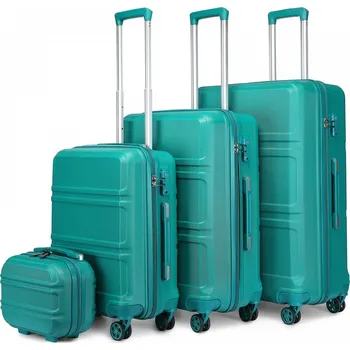 KONO Set 4 cestovních kufrů s horizontálním designem - ABS - tyrkysová - 10L/44L/66L/96L