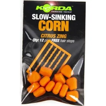 Umělá nástraha KORDA - Pomalu potápivá umělá kukuřice Slow Sinking Corn Citrus Zing Orange 12 ks