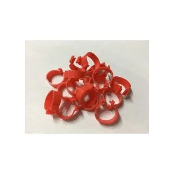 Značení hospodářského zvířete Označovací kroužky pro drůbež zámkové,20mm, barva červená