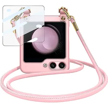 Pouzdro na mobilní telefon GKK 63963 GKK CROSSBODY Ochranný kryt se šňůrkou pro Samsung Galaxy Z Flip 5 5G růžový