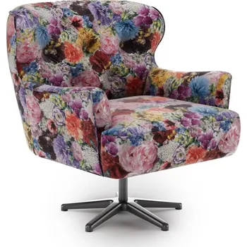 Křeslo Stylové otočné křeslo AMBER v květinovém potahu Flower rose rot