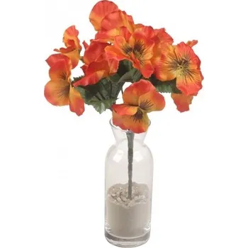 umělá květina Kytice macešek 28 cm oranžová