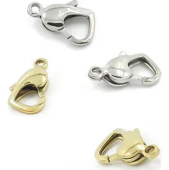 Materiál na výrobu šperku Nerezové 304 Karabinky srdce 15mm - Nerez RL / 1Ks