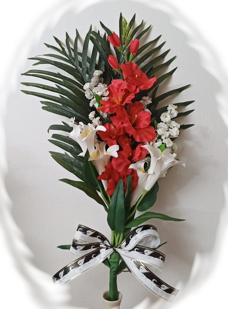 Smuteční kytice - gladiol a lilie