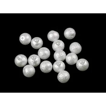 Korálek Skleněné voskové perly vroubkované Ø10 mm 01 bílá