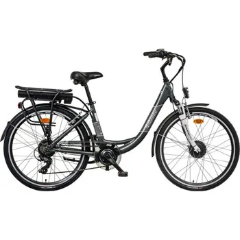 Elektrokolo Liberty elektrokolo e-VIA 6 spd 26" přední motor, 36V/17,5Ah, 2025 antracitové, Přední vidlice Pevná