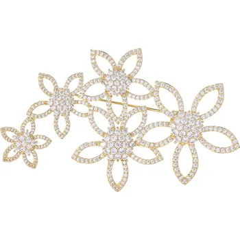 Brož B-TOP Třpytivá brož Květy - pozlacená