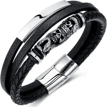 Náramek Pánský ocelový náramek Snake Černý 21cm Titan Jewerly 97k-cube