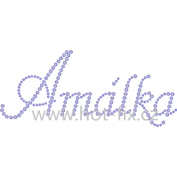 AMÁLKA II. - jméno nažehlovací hot-fix kamínková aplikace na textil, rozměr cca 15,2x6,7cm barva: kameny barva 101 Crystal /stříbrná