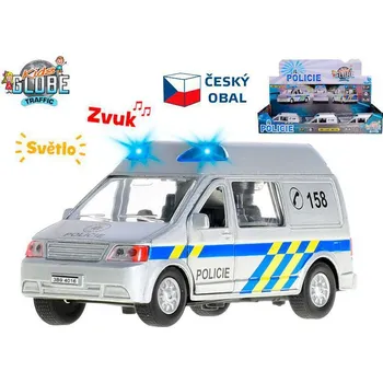 autíčko Kids Globe Traffic policie CZ 14 cm kov zpětný chod na baterie světlo a zvuk