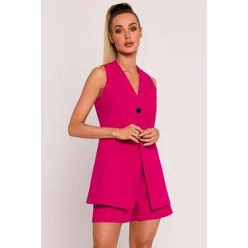 Dámské sako Elegantní blejzr bez rukávů MOE M776 fuchsiový EU velikost: S