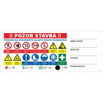 Pozor stavba 2 banner s oky 1000x400 mm