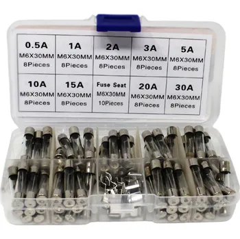 Autopojistky Sada skleněných pojistek 6x30mm, 72ks