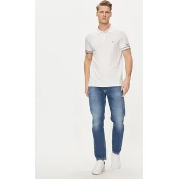 Pánské tričko Tommy Hilfiger Polokošile Flag MW0MW34780 Bílá Slim Fit XXL