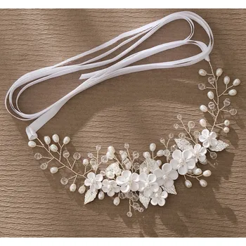Čelenka B-TOP Elegantní čelenka do vlasů s bílými květy a perlami