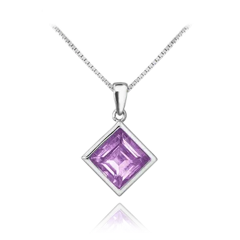 Náhrdelník Minet Elegantní stříbrný náhrdelník fialový JMAS6001FN45