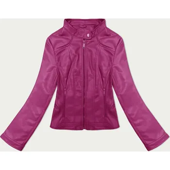 Tmavě růžová krátká dámská bunda ramoneska se stojáčkem J Style (11Z8127) odstíny růžové S (36)