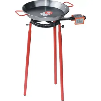 Pánev Set hořák M20 Paella 20 cm jeden okruh, stojan a pánev leštěná ocel 30 cm (ideální souprava pro grilování a vaření nejen pod širým nebem)