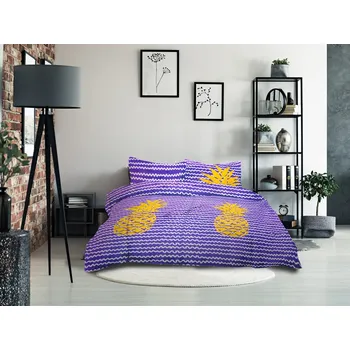 Povlečení Povlečení z mikrovlákna PINEAPPLE fialové Rozměr povlečení: 2 ks 80 x 80 cm | 200 x 220 cm