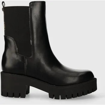 Dámská zimní obuv Boty s gumou Guess WARIN dámské, černá barva, na podpatku, FL8WAN ELE10 FL8WAN.ELE10.BLACK 99X, EUR 39