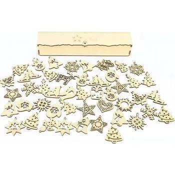 Vánoční dekorace Kúzlo dreva Vánoční ozdoby v krabičce 48 ks