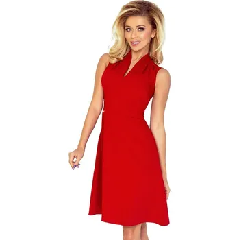 Dámské šaty Červené šaty s nařaseným výstřihem do V - L