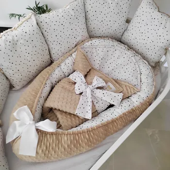 Hnízdečko pro miminko Set do postýlky Mimoušek 3-dílný černé tečky na bílé písek