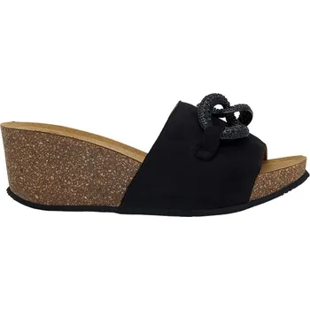 Dámská zdravotní obuv Scholl RAVELLO dámské pantofle na klínku s ozdobným řetízkem barva černá černá 39