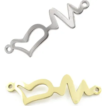 Materiál na výrobu šperku Ocelový Konektor srdce 32x10mm - 1ks - Nerez RL