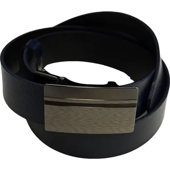 Spona na kravatu Pánský kožený opasek vzor N086 - tmavě modrý - tmavě modrá/105 cm