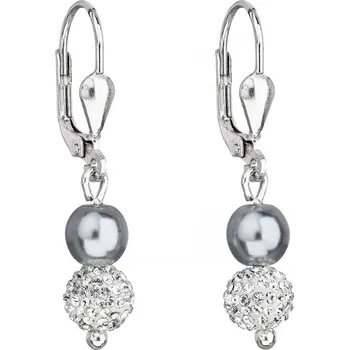 Náušnice Stříbrné náušnice visací s Preciosa krystaly šedé kulaté 31244.3