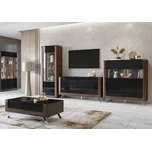 Nábytek do obývacího pokoje KASAI 2 ořech Columbia/černý lesk