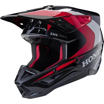 Helma na motorku Přilba S-M5 HONDA kolekce, ALPINESTARS (černá/červená/šedá) 2026 XS
