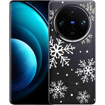 Pouzdro na mobilní telefon Gelový kryt mmCase na Vivo X100 Pro 5G - bílé vločky na průhledném pozadí