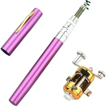 Rybářský prut Prut a naviják do kapsy - teleskopický prut - Fialový