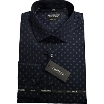 Pánská košile Pánská košile s dlouhým rukávem - střih SLIM - prodloužená délka rukávu 188/194 cm - vzor F764 - tmavě modrá se vzorem - 40