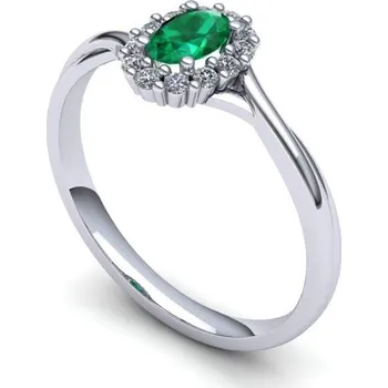 Prsten Dámský prsten se smaragdem a brilianty PDB20005 Materiál: Červené zlato 14kt, Velikost: 52