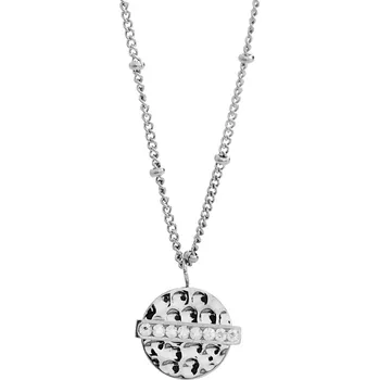 Náhrdelník JSB bijoux s.r.o. Ocelový náhrdelník pomačkaná placka s jednou řadou krystalů Swarovski Crystal