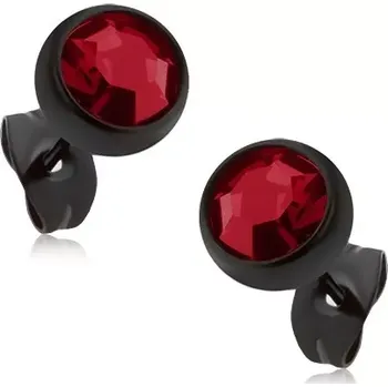 Náušnice Puzetové náušnice z oceli, černá polokoule s tmavočerným kamínkem