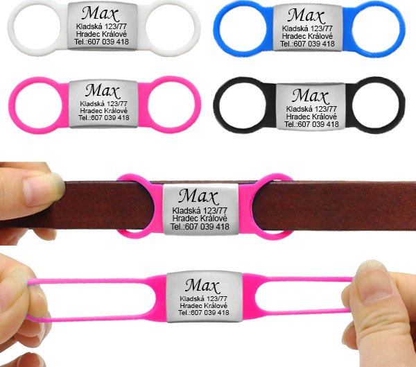 Ocelová psí známka na obojek Silikon Univerzální